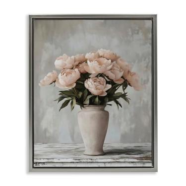 Imagem de Stupell Industries Vaso rosa alto para rosas arte de parede em tela flutuante marrom emoldurado, design por Franklyn Gregory, 78 x 63 cm