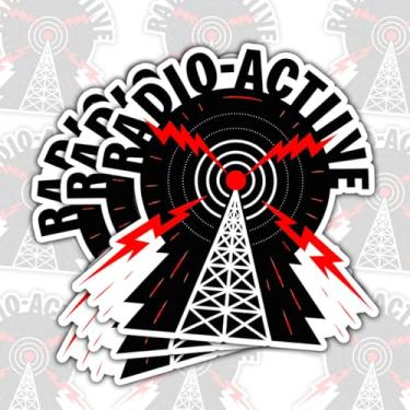 Imagem de Adesivo radioativo (3 peças) – Decalque retrô de vinil com sinal de torre tecnológica de ficção científica à prova d'água para laptop, equipamento de rádio, capacete, caixa de ferramentas – 7,6 cm