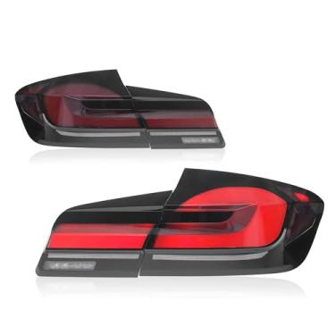 Imagem de JOLUNG Luzes traseiras compatíveis com as séries 5 F10 F18 2011-2017 535i, conjunto de lanternas traseiras DRL com luzes de ré, farol de neblina de freio reverso, 1 par (vermelho)