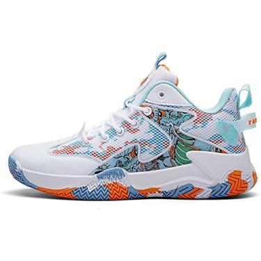 Imagem de Bolognifi Tênis de basquete masculino antiderrapante para treinamento ao ar livre Botas de basquete respiráveis ​​e confortáveis Presente (Color : White, Size : 39 BR)