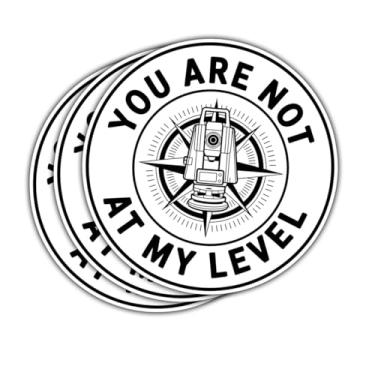 Imagem de (3 peças) Adesivo You are Not at My Level – Funny Land Surveyor, decalque de vinil topográfico com design de teodolito, presente de humor para engenheiros, técnicos de pesquisa
