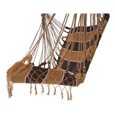 Imagem de Rede Cadeira De teto Balanco Suspensa descanso com espuma e bolsa transporte(Caramelo e marrom)