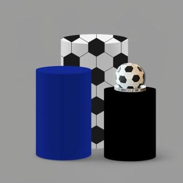 Imagem de MvoVitality Conjunto de capa de cilindro com tema de futebol para eventos esportivos de mesa de sobremesa e comemorações de aniversário de futebol infantil (cilindros não incluídos)