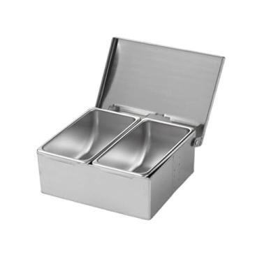 Imagem de Bothyi Porta-condimentos em aço inoxidável, fácil de limpar, multifuncional, ideal para casa e festas, 2 Grades