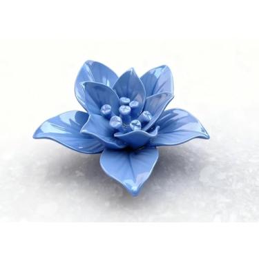 Imagem de AMERRY Gardênia, decoração de parede de flores de cerâmica de 7 cm, escultura de parede de flores artificiais, flores de cerâmica feitas à mão para casa, corredor, sala de estar, cozinha, banheiro