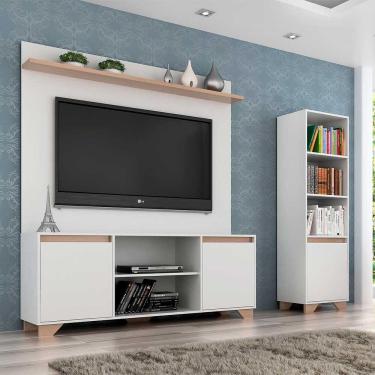 Imagem de Rack com Painel e Estante em Mdp Branco com Siena