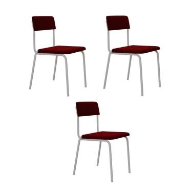 Imagem de Cadeira Fit Fixa C/4 Pes 475 X 505 X 810 Mm C/3 Un Pés Brancos. Vermelho Vin. Vermelho Vinho