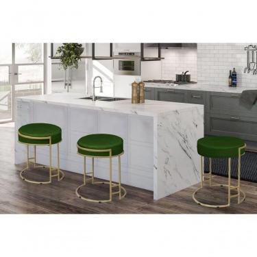 Imagem de Puff Decorativo Sarah Sala E Recepção Metal Dourado Veludo