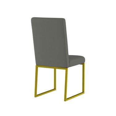 Imagem de Cadeira Para Mesa De Jantar Base Industrial Dourado Balaqui Cinza