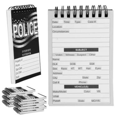 Imagem de PruQuaiy 12 peças de bloco de notas de entrevista de campo policial de segurança pública para presentes de policiais, cadernos de bilhetes, acessórios de equipamento de entrevista policial, 70 folhas