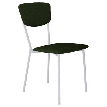 Imagem de Cadeira Estofada Para Sala De Jantar Village Branco C01 Linho Verde Musgo - Lyam Decor