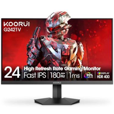 Imagem de KOORUI Monitor de jogos de 24 polegadas, monitor IPS rápido de 180Hz 1ms, tela HDR400 1440P, gama de cores 90% DCI-P3, sincronização adaptável, moldura fina, montagem VESA, HDMI 2.0, DP 1.4, G2421V