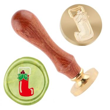 Imagem de Carimbo de lacre de cera de Natal carimbo de latão e uma alça de madeira carimbos cabeça para cartões de natal convites de festa carta envelope cartões de felicitações presentes