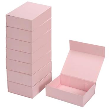 Imagem de Conjunto de 8 Caixas de Presente Rosa, Caixas de Presente de 26x19x8 cm para Presentes com Tampas e Fecho Magnético para Presentes de Casamento, Natal, Halloween e Aniversário