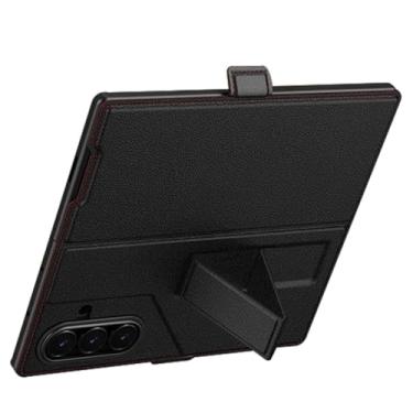 Imagem de LTLMYDAM Capa de couro para Samsung Galaxy Z Fold 7, protetor de tela integrado, capa flip, alça de dedo, função de suporte, capa, cinza, dobra 7