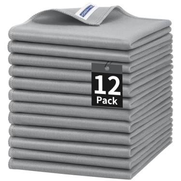 Imagem de HOMERHYME Pano de limpeza de microfibra, pacote com 12 panos de limpeza para óculos de janela, toalhetes de pano de polimento sem fiapos reutilizáveis sem fiapos para aço inoxidável, óculos, espelhos