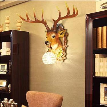 Imagem de Luminária de parede moderna em formato de veado, estilo criativo e elegante, para sala de estar, quarto, escritório, casa de campo, hotel, quarto infantil, corredor, com iluminação LED decor