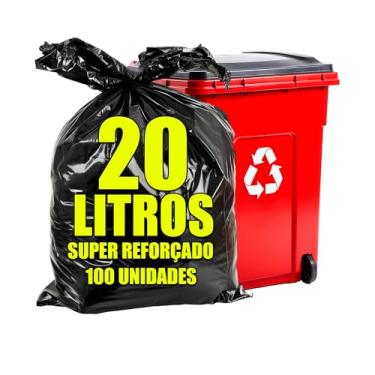 Imagem de Saco de Lixo 20 Litros Preto Super Reforçado | 100 Unidades Grosso | Resistente Forte Saco para Lixo Pesado | 40 x 55 cm