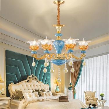 Imagem de Lustre de cristal de luxo europeu com LED, estilo americano, para sala de estar, restaurante, quarto, casa de campo, hotel, loja de roupas, salão de beleza, café (6 lâmpadas).