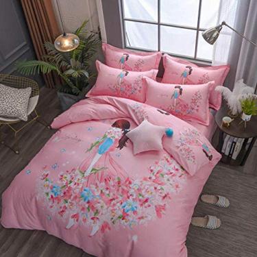 Imagem de Jogo de cama de flamingo rosa Love Bird s roupa de cama de algodão padrão grande para amantes de cama solteiro/casal cor 6 4 peças (cor 5 4 peças)