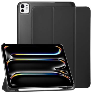 Imagem de GOZOPO Capa para iPad Pro de 11 polegadas (M4) 2024/iPad Pro 11 5ª geração, capa protetora inteligente traseira rígida com suporte para lápis, despertar/hibernar automaticamente (preto)