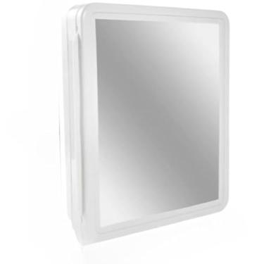 Imagem de Armario Banheiro Embutir/Sobrepor Espelho De Vidro, Armário com parafuso e bucha - Completo com Parafusos e Buchas - Organizador com Prateleiras Internas(Branco)