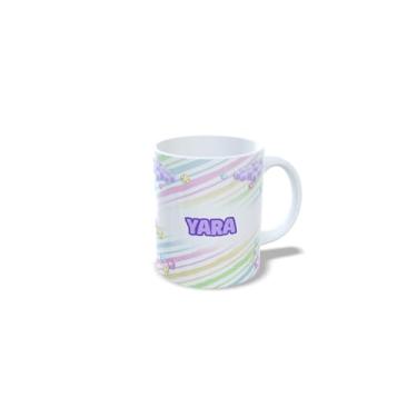 Imagem de Caneca de Cerâmica Branca Personalizada 325ml com Alfabeto Princesas, Nome Customizado e Letra Inicial Decorativa (y)