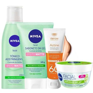 Imagem de Kit Gel de Limpeza + Tônico Adstringente Nívea + PS Com Cor Universal 