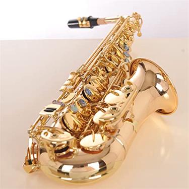 Imagem de Saxofone profissional E-Flat Saxofone alto/instrumento de sopro, barra dupla envernizada de cobre, saxofone de latão, kit para iniciantes