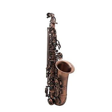 Imagem de Saxofone profissional retrô vermelho cobre alto EB cotovelo abalone shell botão latão sax iniciante kit