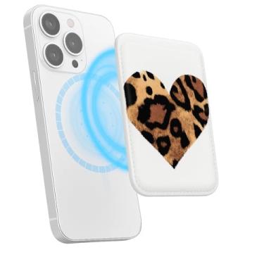 Imagem de Suporte de cartão magnético para iPhone, capa fina de couro PU, capa traseira para cartão, acessório de telefone fofo