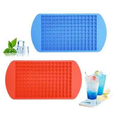 Imagem de 2 minibandejas de silicone para cubos de gelo, bandejas pequenas para cubos de gelo, bandeja de gelo de silicone, bandeja de gelo para pepitas, 160 cubos de gelo pequenos, bandeja de gelo de seixos