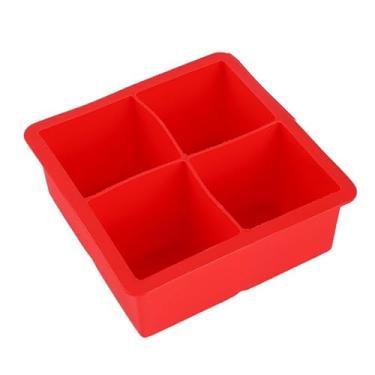Imagem de Forma De Silicone 4 Gelo Cubo Grande 4,8cm – Praticidade e Estilo na Sua Cozinha(Vermelho)