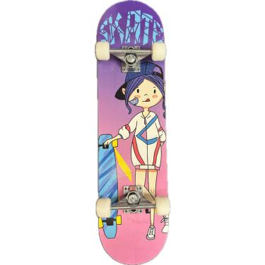 Imagem de Skate Street Spin Rosa Menina Skatista CKS Shape 8 Camadas