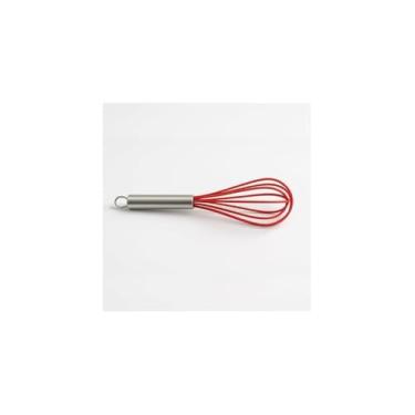 Imagem de Batedor de Claras de Silicone, Vermelho, Madeira e Silicone, 29 x 5,5cm, Resistente a Temperaturas -40ºC a 230ºC, para Massas de Bolos e Cremes