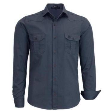 Imagem de Camisa Masculina Amil Estilo Militar Manga Longa Slim 100% Algodão 174