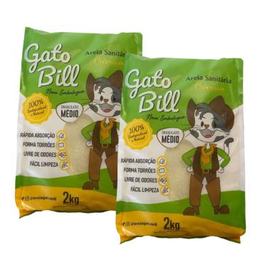 Imagem de Kit 2 Areias Higienica Gato Bill Premium Grãos Médios Milho E Mandioca 4kg