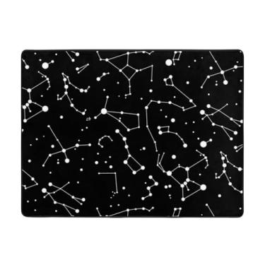 Imagem de ZERAOKE Tapete de área de constelação estrelada 48 x 63 polegadas, lavável na máquina com suporte antiderrapante, tapetes macios para sala de estar, quarto, entrada, quarto de crianças, decoração de