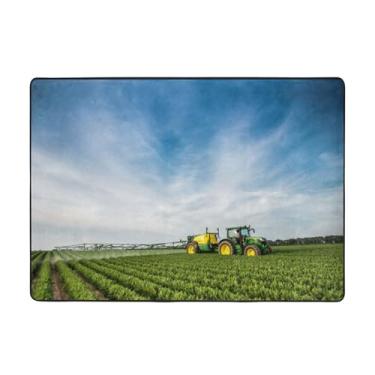 Imagem de ZERAOKE Tapete de área de fazenda de trator 58 x 80 polegadas (4,84 x 6,67 pés), tapete de área de sala de estar moderno lavável, tapete de área grande de luxo com absorção de água, tapetes macios