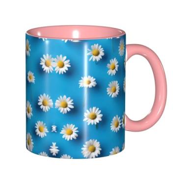 Imagem de Zeraoke Canecas de café criativas com estampa de margaridas brancas, personalizadas, presente para família, tamanho de 325 ml, unissex