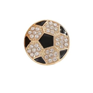 Imagem de Broche de futebol com strass para mulheres e homens delicados pinos de cristal bola americana rugby basquete vôlei beisebol esportes coleção de joias presentes, Large, Liga de aço, Zircônia cúbica
