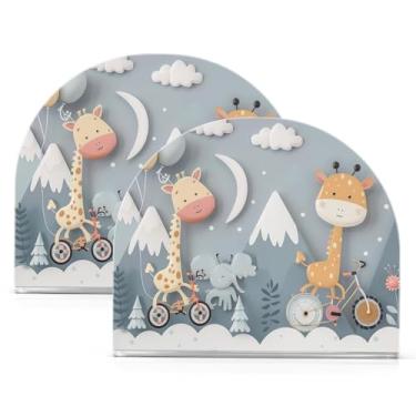 Imagem de Wassud Suporte de guardanapo acrílico girafa de ciclismo, dispensador de guardanapo de papel moderno em forma de U para mesa, cozinha, sala de jantar, bancada 2 peças (comporta 50-60 guardanapos)