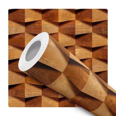 Imagem de Papel de Parede Vinílico Geométrico Madeira Marrom Sala Quarto 2.5m - 