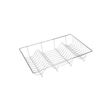 Imagem de Escorredor de Louça Aramado, Ferro Cromado, 48x31x9 cm, Capacidade 18 Pratos, Design Tipo Cama, 300g