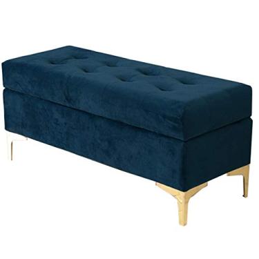 Imagem de FAMEOYA Banqueta para os pés, otomana, moderno, simples, retangular, para sofá, caixa de armazenamento com pés de metal, pode ser virada para trocar sapatos na entrada, 100 x 40 x 45 cm, pufe (cor