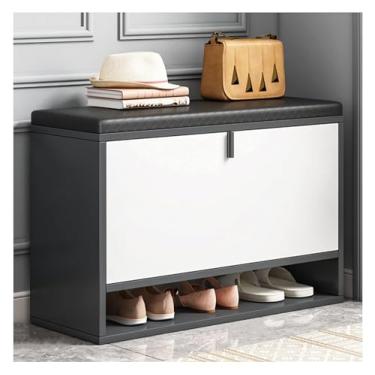 Imagem de FAMEOYA Banco de entrada, banco de sapatos para sala de estar, banco de troca de sapatos, bengaleiro nórdico, banco de sofá, entrada de casa, armário de sapatos moderno, minimalista, multicamadas