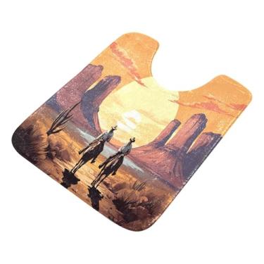 Imagem de Burbuja Tapete de banheiro Two Cowboys, tapete de banho absorvente de pelúcia macio, base antiderrapante para piso de banheiro, oval em forma de U
