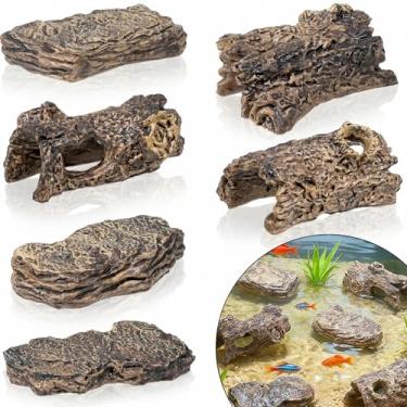 Imagem de Warmtree 6 Pcs Diorama Rocks Artificial Tree Stump Miniature Stone for Diorama Supplies Micro Train Landscape Mini Garden Figurines Fish Tank Decor Cave Terrarium