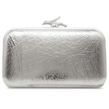 Imagem de Crbeqabe Bolsa clutch elegante para mulheres, formal, dourada, bolsa de mão de couro PU, tiracolo para festa de casamento, Prata, One Size