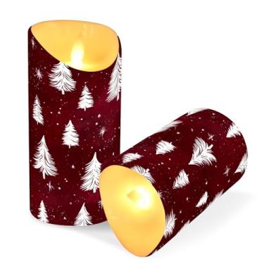 Imagem de Blueangle Pacote com 2 velas de árvore de Natal sem chama com controle remoto e temporizador, velas LED cintilantes (7,6 cm x 9,9 cm) para decoração de casa, casamento, acampamento (152)